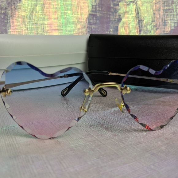 Last pair🍒Heart-shaped Rimless Sunglasses Love Heart - Picture 9 of 13